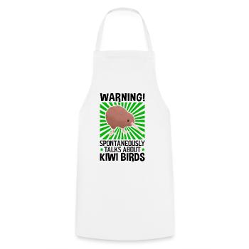 Spontaneously talks about Kiwi Bird New Zealand - Cooking Apron - white - Front - AI Model Male 185 dark (185cm)