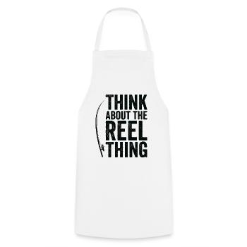 Pensez au passe-temps de pêche Reel Thing - Tablier de cuisine - blanc - Devant - AI Model Male 185 dark (185cm)