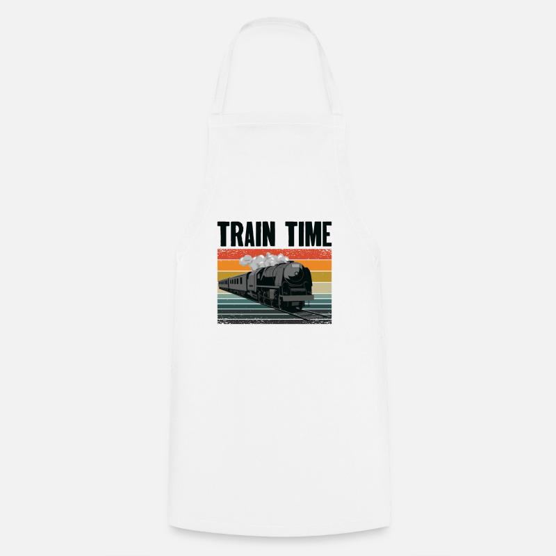 Train Transportation Locomotive Train Operator - Cooking Apron - white