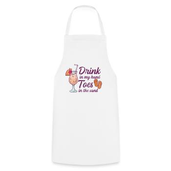 Boire dans mes orteils dans le sable Beach Holiday - Tablier de cuisine - blanc - Devant - AI Model Male 185 dark (185cm)