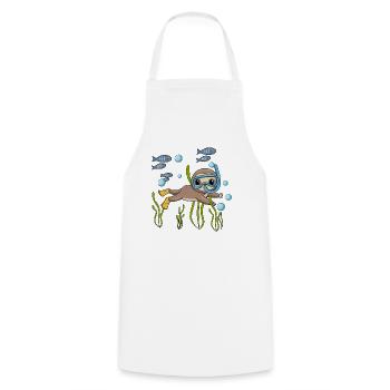 Scuba Diving Sloth Lazy Animal Diving I Gift - Cooking Apron - white - Front - AI Model Male 185 dark (185cm)