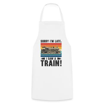 Train Locomotive Hobby Trainspotting Railfan - Cooking Apron - white - Front - AI Model Male 185 dark (185cm)