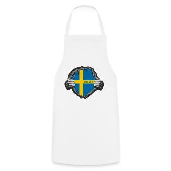 Sweden flags design - Cooking Apron - white - Front - AI Model Male 185 dark (185cm)