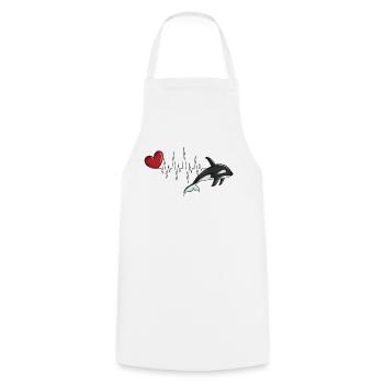 Herzschlag Valentinstag Orca Wal Motiv mit Herz - Kochschürze - Weiß - Vorne - AI Model Male 185 dark (185cm)