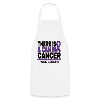 There Is A Can In Cancer - F*** Cancer - Kochschürze - Weiß - Vorne - AI Model Male 185 dark (185cm)