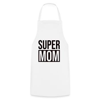 Super Mom - Mama - Kochschürze - Weiß - Vorne - AI Model Male 185 dark (185cm)