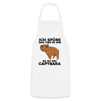 Capybara Wasserschwein - Kochschürze - Weiß - Vorne - AI Model Male 185 dark (185cm)