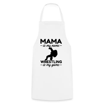 Wrestling Mama is my name Wrestling is my - Cooking Apron - white - Front - AI Model Male 185 dark (185cm)