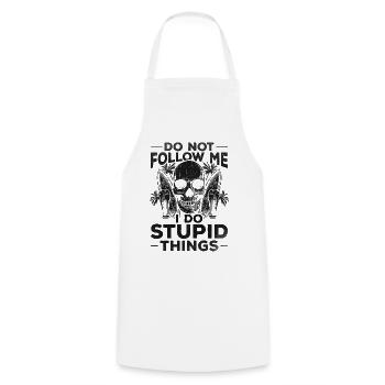 Surfing Follow Me I do stupid things surfboard - Cooking Apron - white - Front - AI Model Male 185 dark (185cm)
