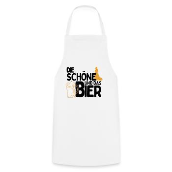 Die Schöne und das Bier Party Outfit zum Bier - Kochschürze - Weiß - Vorne - AI Model Male 185 dark (185cm)