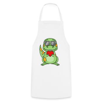 Dinosaurs with sunglasses and heart - Cooking Apron - white - Front - AI Model Male 185 dark (185cm)