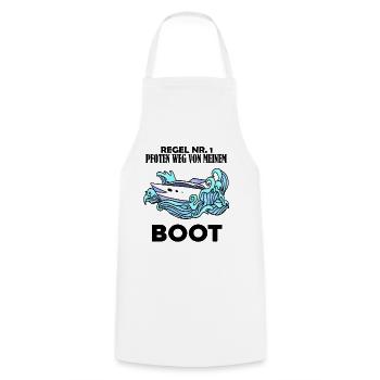 Motorboot Kapitän Boot Boote Seefahrt - Kochschürze - Weiß - Vorne - AI Model Male 185 dark (185cm)