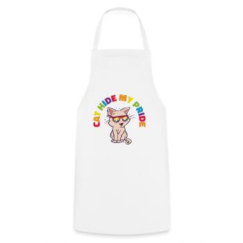 Cat Hide my Pride LGBT Cats and Women - Cooking Apron - white - Front - AI Model Male 185 dark (185cm)