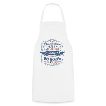 Vintage Légendaire - Vieilli parfaitement 80ème anniversaire - Tablier de cuisine - blanc - Devant - AI Model Male 185 dark (185cm)