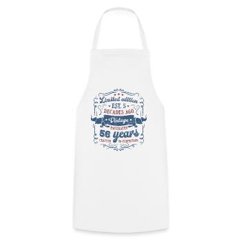Vintage Légendaire - Vieilli parfaitement 56ème anniversaire - Tablier de cuisine - blanc - Devant - AI Model Male 185 dark (185cm)