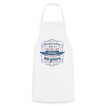 Vintage Légendaire - Vieilli parfaitement 68ème anniversaire - Tablier de cuisine - blanc - Devant - AI Model Male 185 dark (185cm)