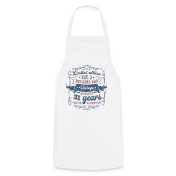 Vintage Légendaire - Vieilli parfaitement 31ème anniversaire - Tablier de cuisine - blanc - Devant - AI Model Male 185 dark (185cm)