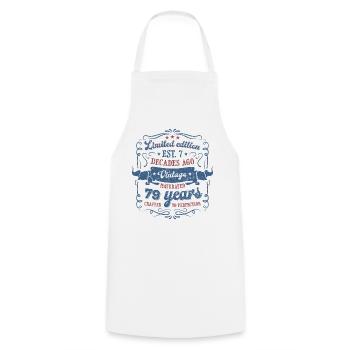 Vintage Légendaire - Vieilli parfaitement 79ème anniversaire - Tablier de cuisine - blanc - Devant - AI Model Male 185 dark (185cm)