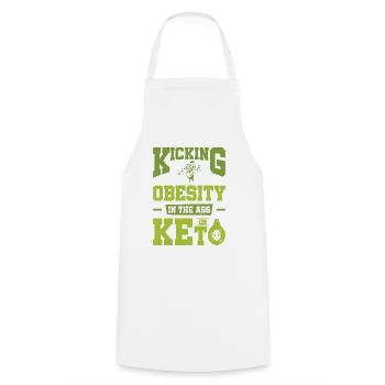 Keto Diet Ketogenic Food Dietitian Weight Loss - Cooking Apron - white - Front - AI Model Male 185 dark (185cm)