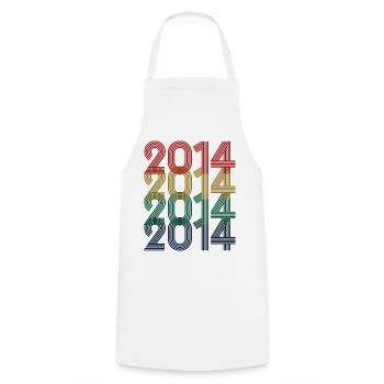 Cool Retro 2014, 9 Years Old, 9th Birthday Kids - Cooking Apron - white - Front - AI Model Male 185 dark (185cm)