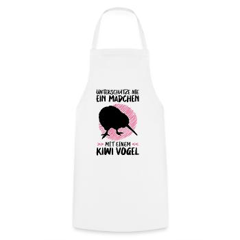 Mädchen mit Kiwi Vogel Schnepfenstrauß - Kochschürze - Weiß - Vorne - AI Model Male 185 dark (185cm)