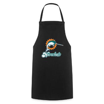 Narwhal Dolphin Parody Design - Cooking Apron - black - Front - AI Model Male 185 dark (185cm)
