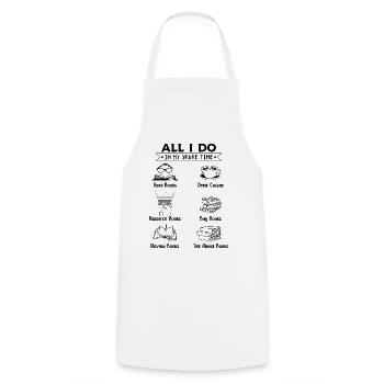 Everything I do in my spare time - Books - Cooking Apron - white - Front - AI Model Male 185 dark (185cm)