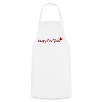 HAPPY NEW YEAR. NEW YEAR'S EVE. NEW YEAR - Cooking Apron - white - Front - AI Model Male 185 dark (185cm)