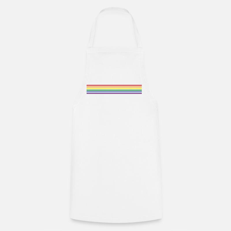 Drapeau arc-en-ciel (rayures, minimaliste) - Tablier de cuisine - blanc