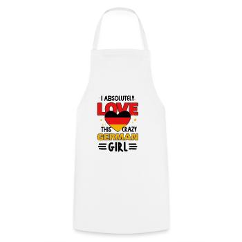 Sexy German Girlfriend Woman Funny Saying Love - Cooking Apron - white - Front - AI Model Male 185 dark (185cm)