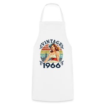 Retro Pin-up Girl Vintage 1966, 56 ans - Tablier de cuisine - blanc - Devant - AI Model Male 185 dark (185cm)