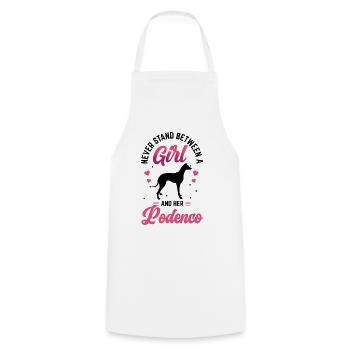 Les filles et leur Podenco espagnol Podenco - Tablier de cuisine - blanc - Devant - AI Model Male 185 dark (185cm)