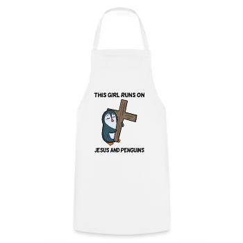 Pingouin et christianisme croisent chères filles - Tablier de cuisine - blanc - Devant - AI Model Male 185 dark (185cm)