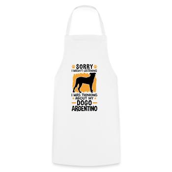 J’ai pensé à mon Dogo Argentino - Tablier de cuisine - blanc - Devant - AI Model Male 185 dark (185cm)