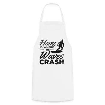 Surfer Home Is Where The Waves Crash - Kochschürze - Weiß - Vorne - AI Model Male 185 dark (185cm)