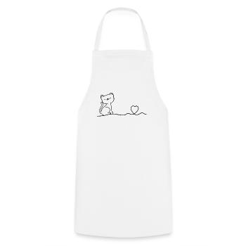 Cat Heartbeat Cat Lovers Cat Owner - Cooking Apron - white - Front - AI Model Male 185 dark (185cm)