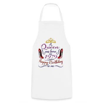 1979 45e anniversaire pour les femmes Reine 45 ans - Tablier de cuisine - blanc - Devant - AI Model Male 185 dark (185cm)
