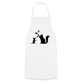 Chats avec papillons - Chats mignons - Tablier de cuisine - blanc - Devant - AI Model Male 185 dark (185cm)