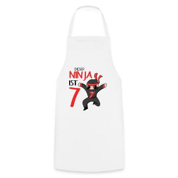 7 Jahre Junge Ninja - 7 Geburtstag - Ich bin 7 - Kochschürze - Weiß - Vorne - AI Model Male 185 dark (185cm)