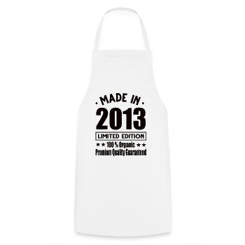 Made in 2013 Vintage Retro Limited Edition - Cooking Apron - white - Front - AI Model Male 185 dark (185cm)