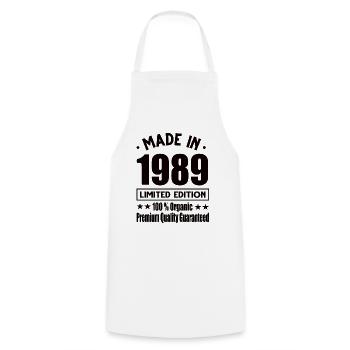 Made in 1989 Vintage Retro Limited Edition - Cooking Apron - white - Front - AI Model Male 185 dark (185cm)