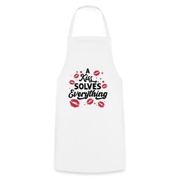 Problem Kissing Solution Relationship Partners - Cooking Apron - white - Front - AI Model Male 185 dark (185cm)