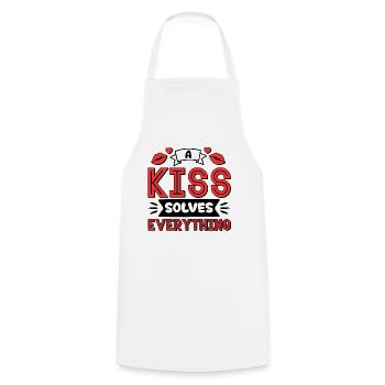 Problem Kissing Solution Relationship Partners - Cooking Apron - white - Front - AI Model Male 185 dark (185cm)