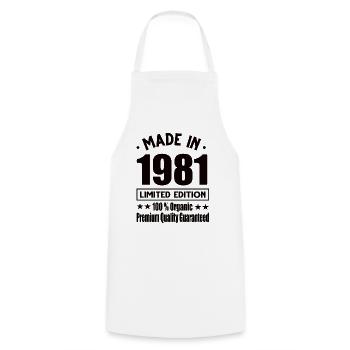 Made in 1981 Vintage Retro Limited Edition - Cooking Apron - white - Front - AI Model Male 185 dark (185cm)