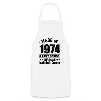 Made in 1974 Vintage Retro Limited Edition - Cooking Apron - white - Front - AI Model Male 185 dark (185cm)