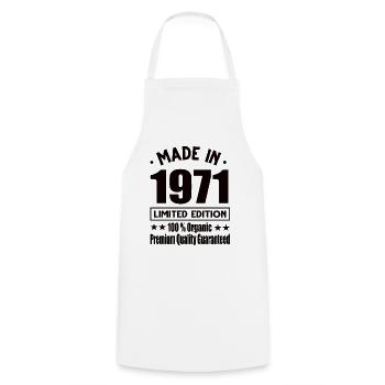 Fabriqué en 1971 Vintage Retro Limited Edition - Tablier de cuisine - blanc - Devant - AI Model Male 185 dark (185cm)