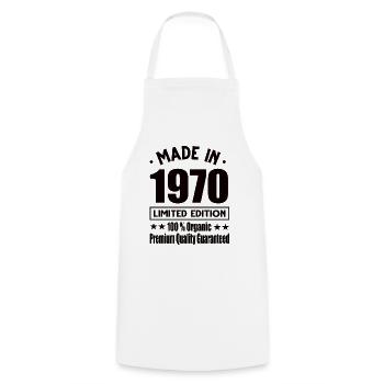 Fabriqué en 1970 Vintage Retro Limited Edition - Tablier de cuisine - blanc - Devant - AI Model Male 185 dark (185cm)