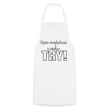 The opening of thought is painless - Cooking Apron - white - Front - AI Model Male 185 dark (185cm)