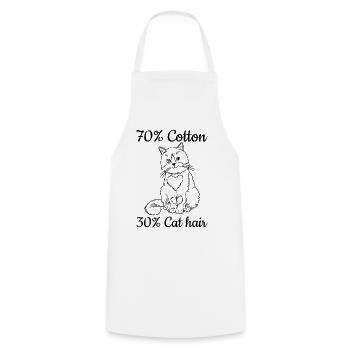 70% Coton 30% Poils de chat I Drôle d’amoureux des chats - Tablier de cuisine - blanc - Devant - AI Model Male 185 dark (185cm)