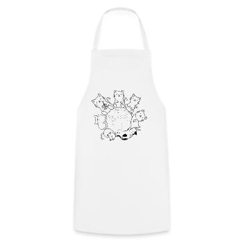 Chats sur Terre I Amoureux des chats Chats sur Terre - Ni - Tablier de cuisine - blanc - Devant - AI Model Male 185 dark (185cm)